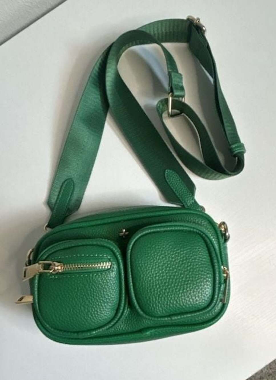 Peta + Jain Green Pebbled Faux Leather Crossbody Bag